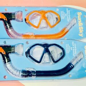 2 Sun & Sky Adult Swim Mask and Snorkel Set - Orange and Black